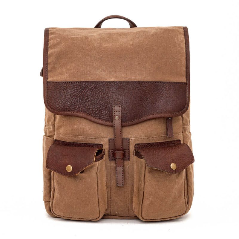 Mission Mercantile Leather Goods Campaign Waxed Canvas Backpack WW BP SMK BR 00 00 1