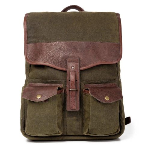 Mission Mercantile Leather Goods Campaign Waxed Canvas Backpack WW BP SMK FR 00 00 12