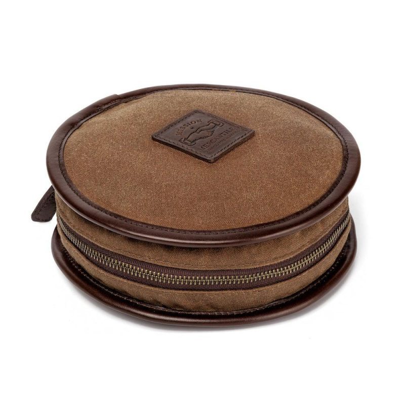 Mission Mercantile Leather Goods Campaign Waxed Canvas Compact Dog Bowl WW DGBL SMK BR 00 00 1